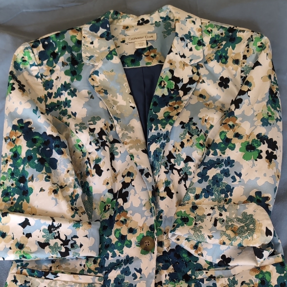 Coldwater Creek Green and Blue Blazer Artistic Print
